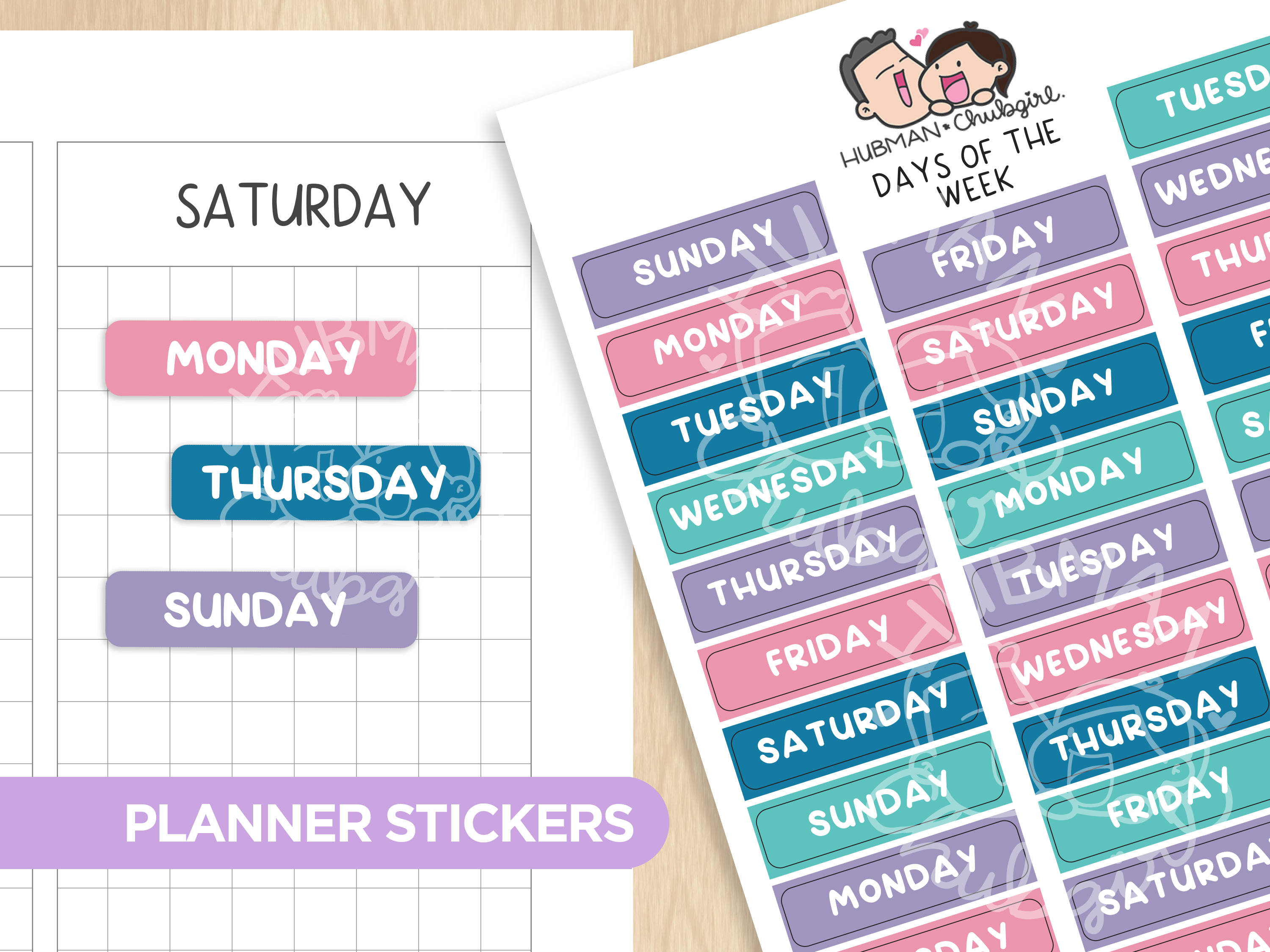 Days of the Week - Dreamy Jellies Planner Stickers