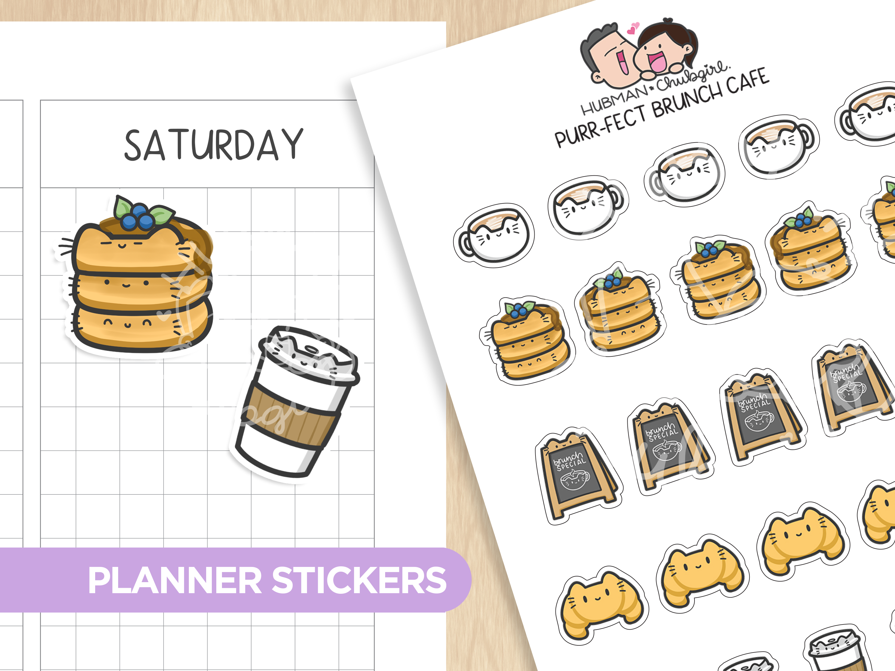 Purr-fect Brunch Cafe Planner Stickers