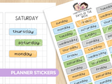 Days of the week - Calm Koi Pond Planner Stickers