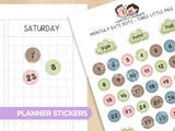 Monthly Date Dots - Three Little Pigs Planner Stickers