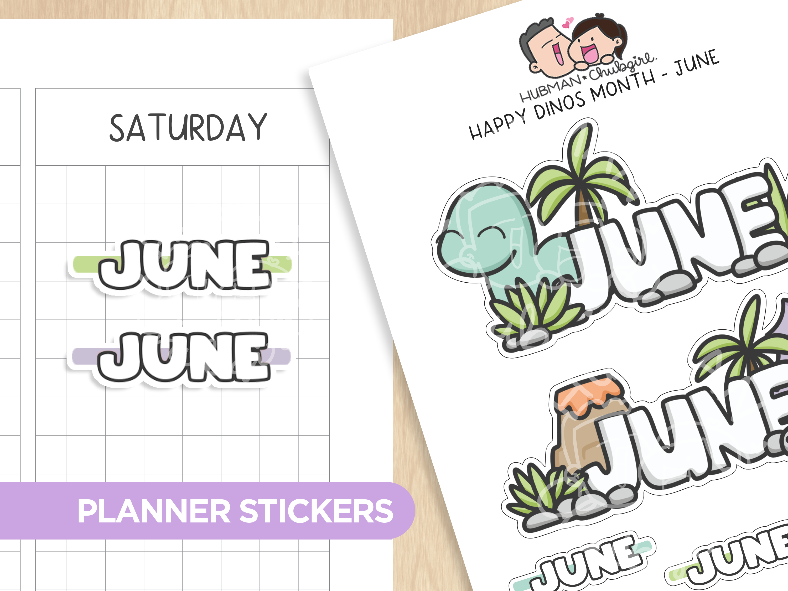 Happy Dinos - Months  Planner Stickers