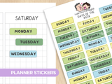 Days of the Week - Cute Critters Planner Stickers
