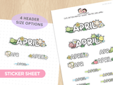 Cute Critters Monthly Header - Multiple Sizes