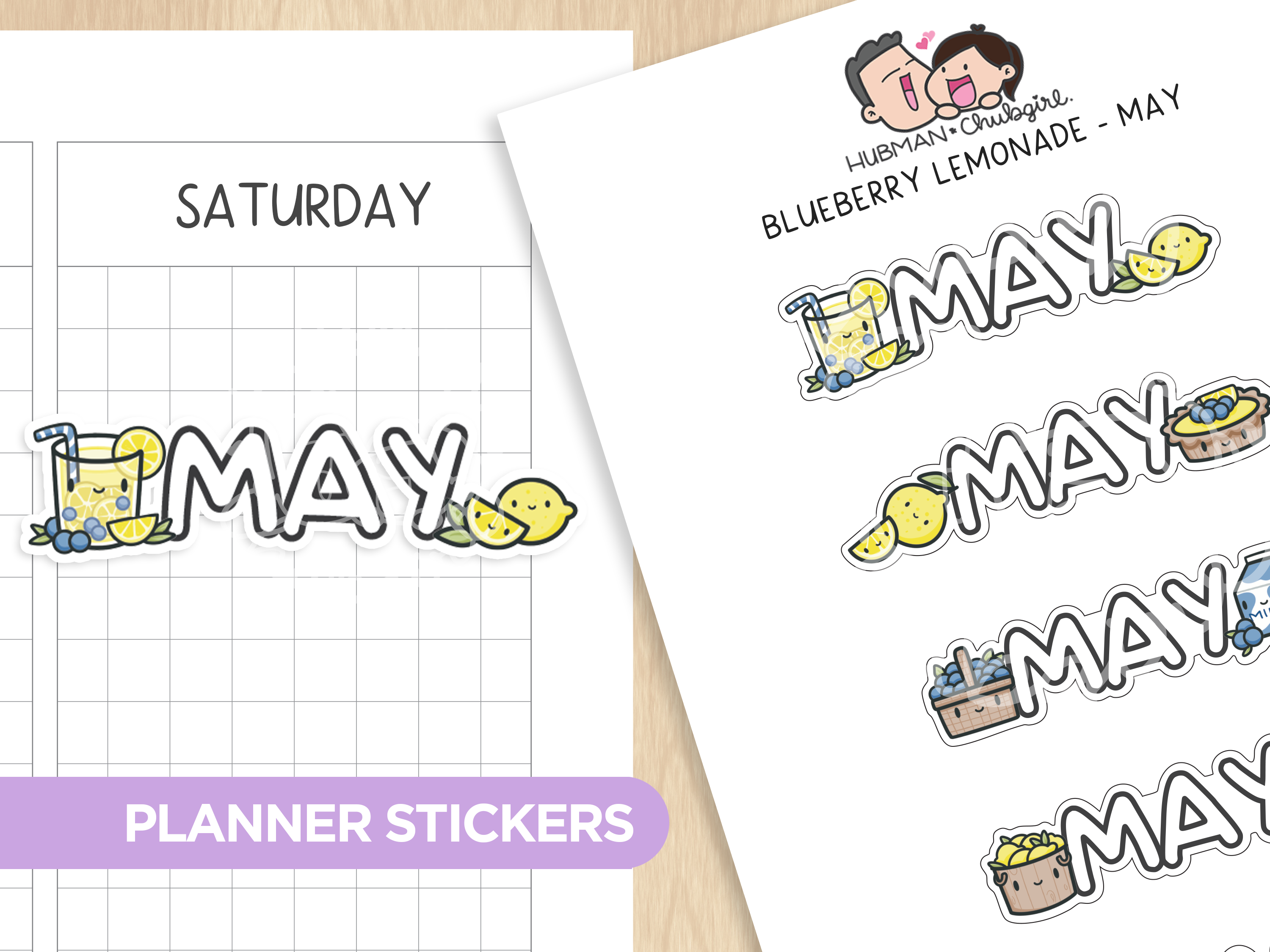 Blueberry Lemonade Months 2 Planner Stickers