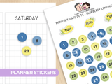 Monthly Date Dots - Blueberry Lemonade Planner Stickers