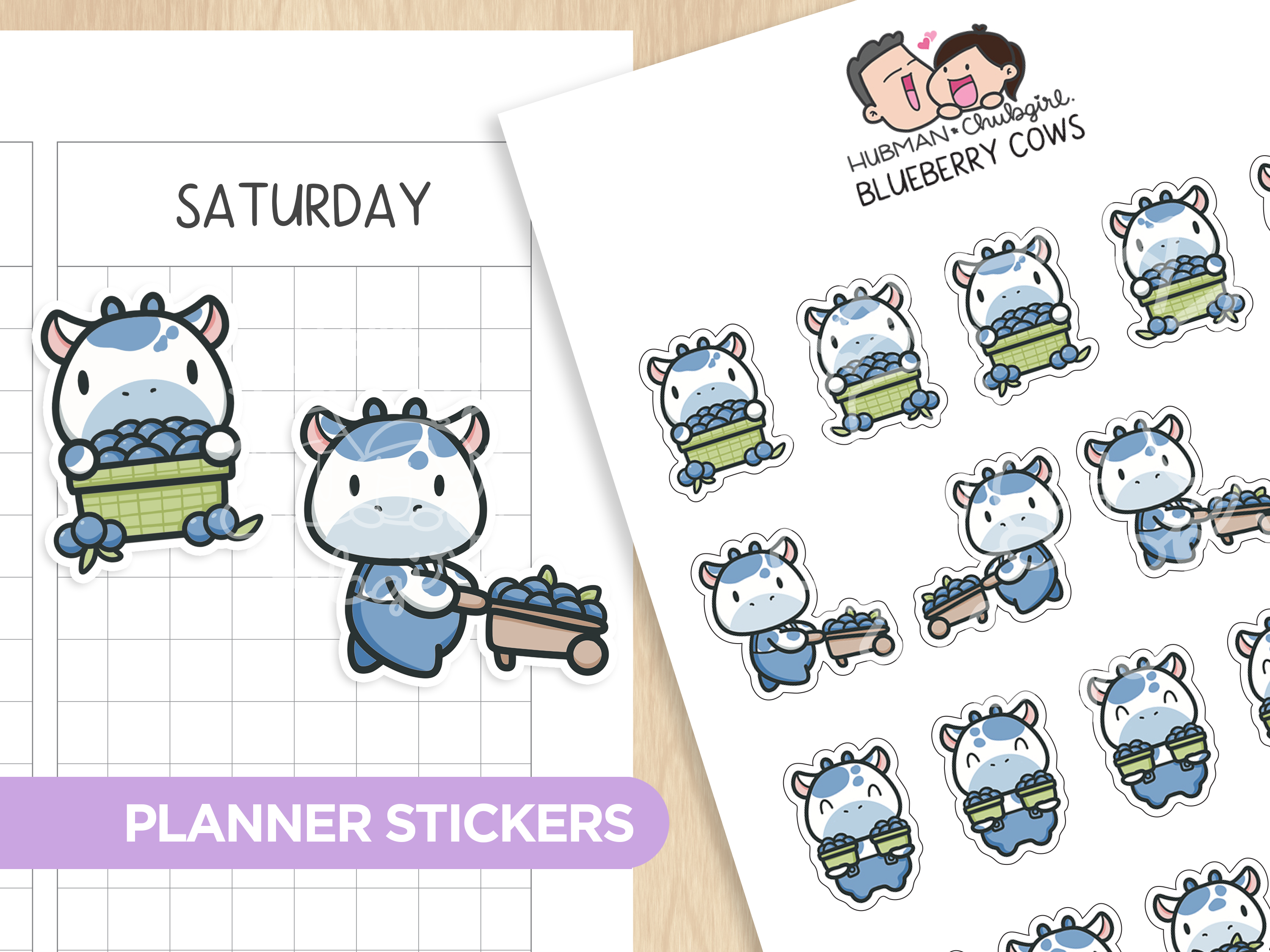 Blueberry Cows Planner Stickers
