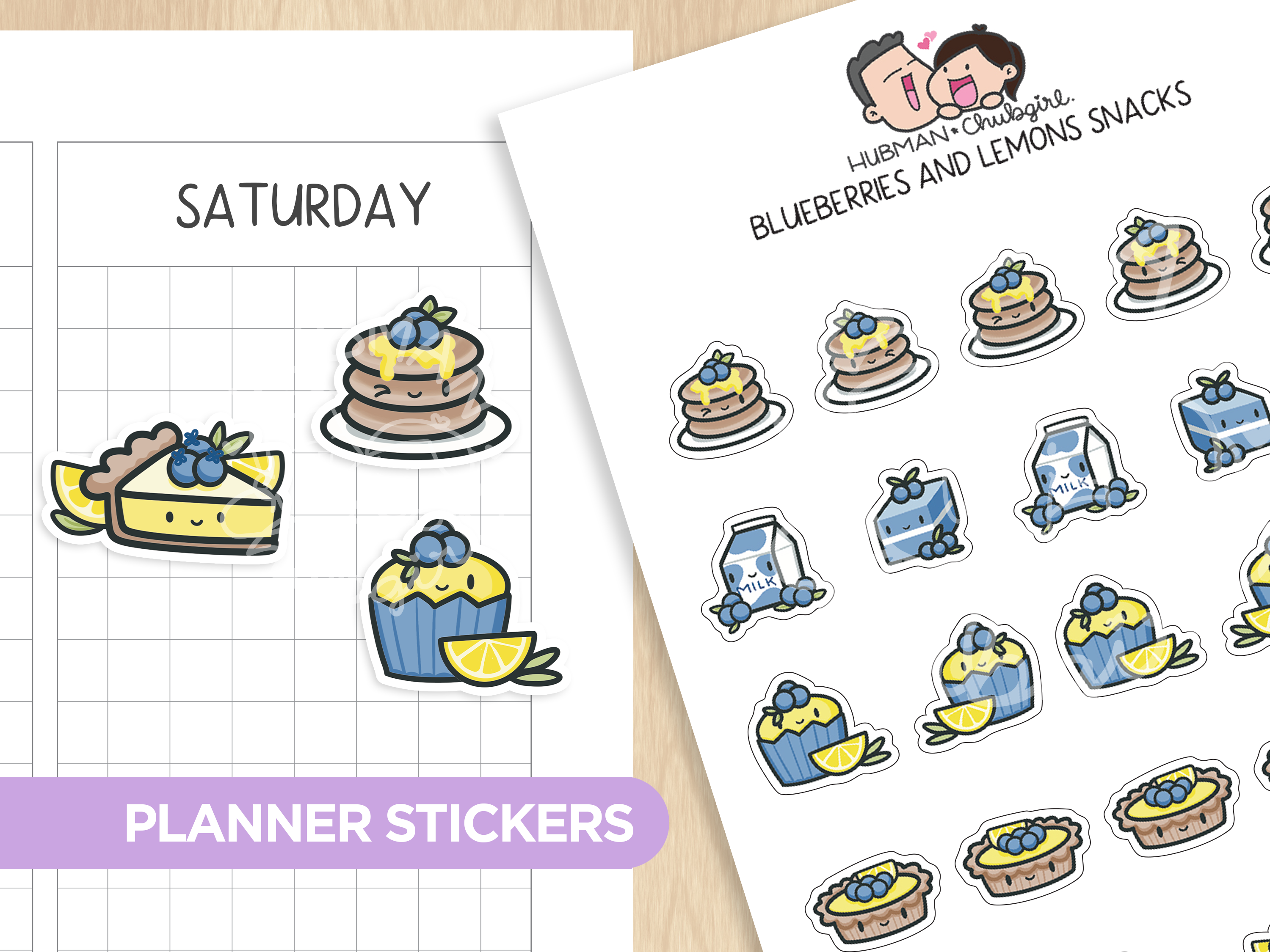 Blueberries and Lemons Snacks Planner Stickers