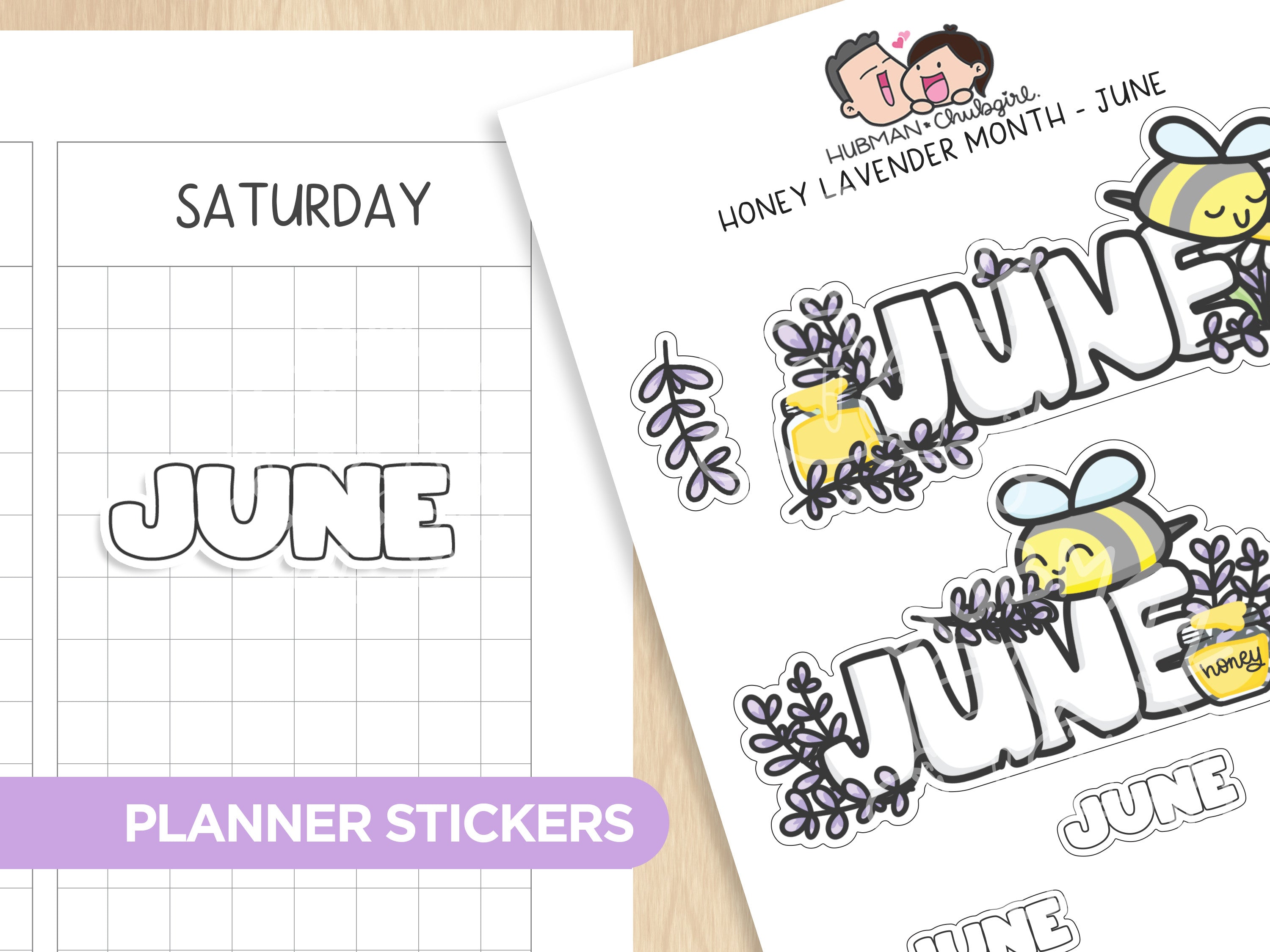 Honey Lavender - Months  Planner Stickers