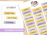 Days of the week - Honey Lavender Planner Stickers