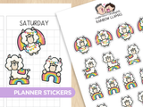 Rainbow Llamas Planner Stickers