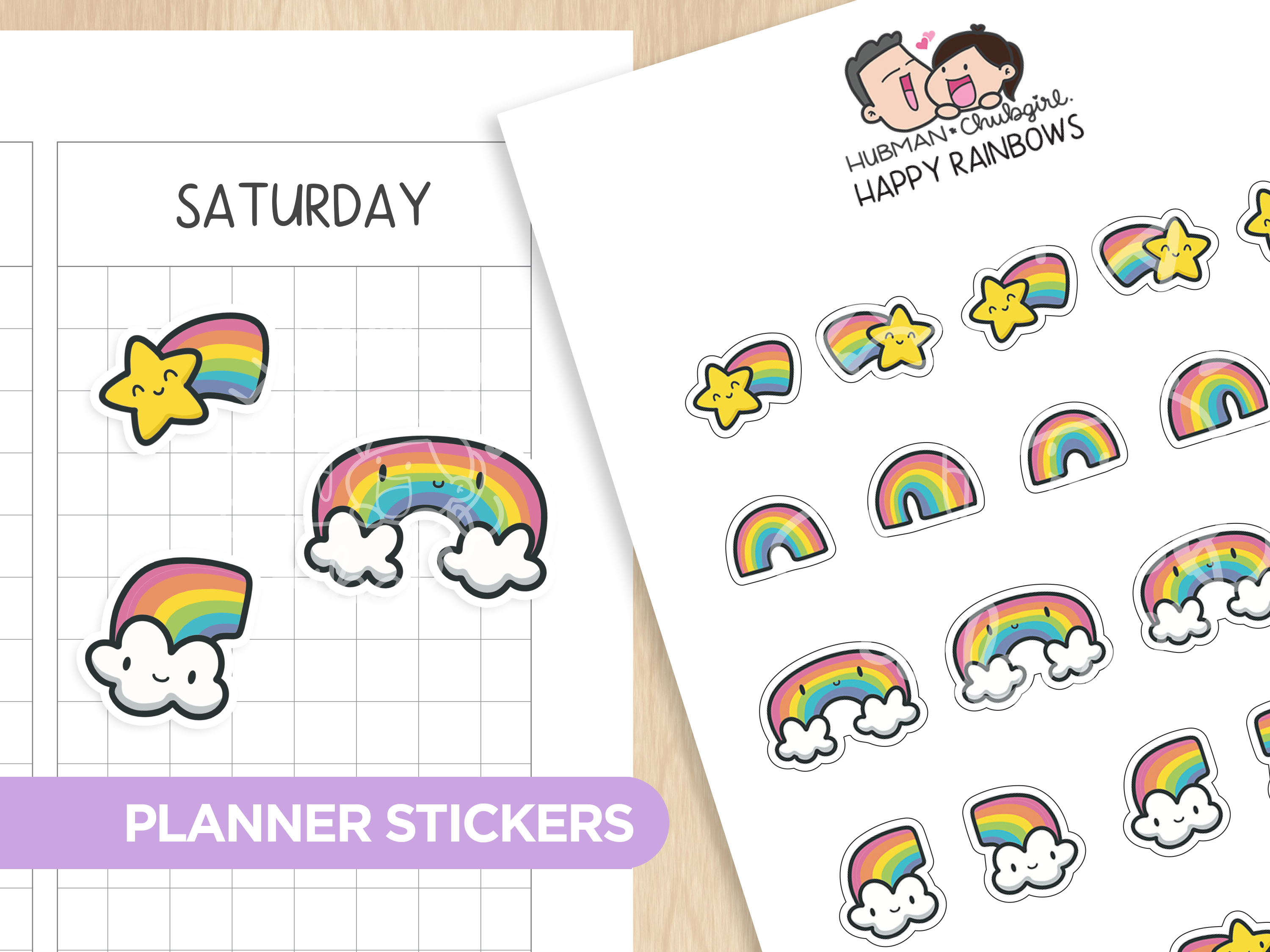 Happy Rainbows Planner Stickers