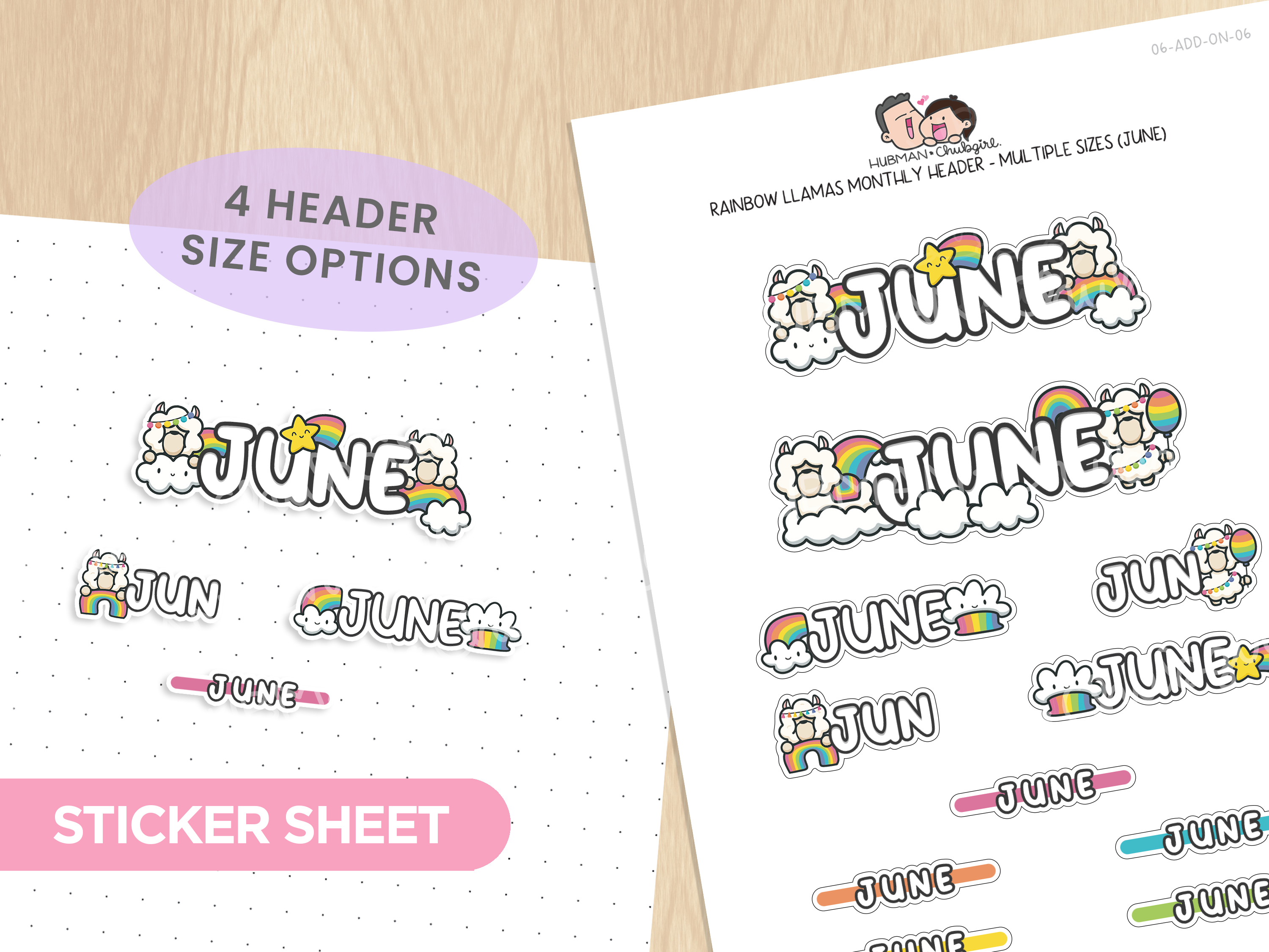 Rainbow Llamas Monthly Header - Multiple Sizes