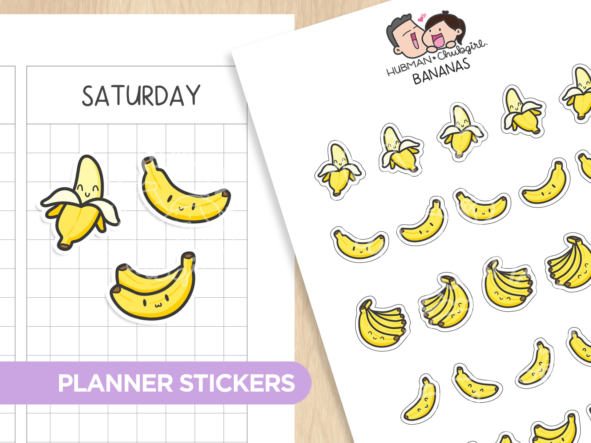 Hubman and Chubgirl Bananas Planner Stickers