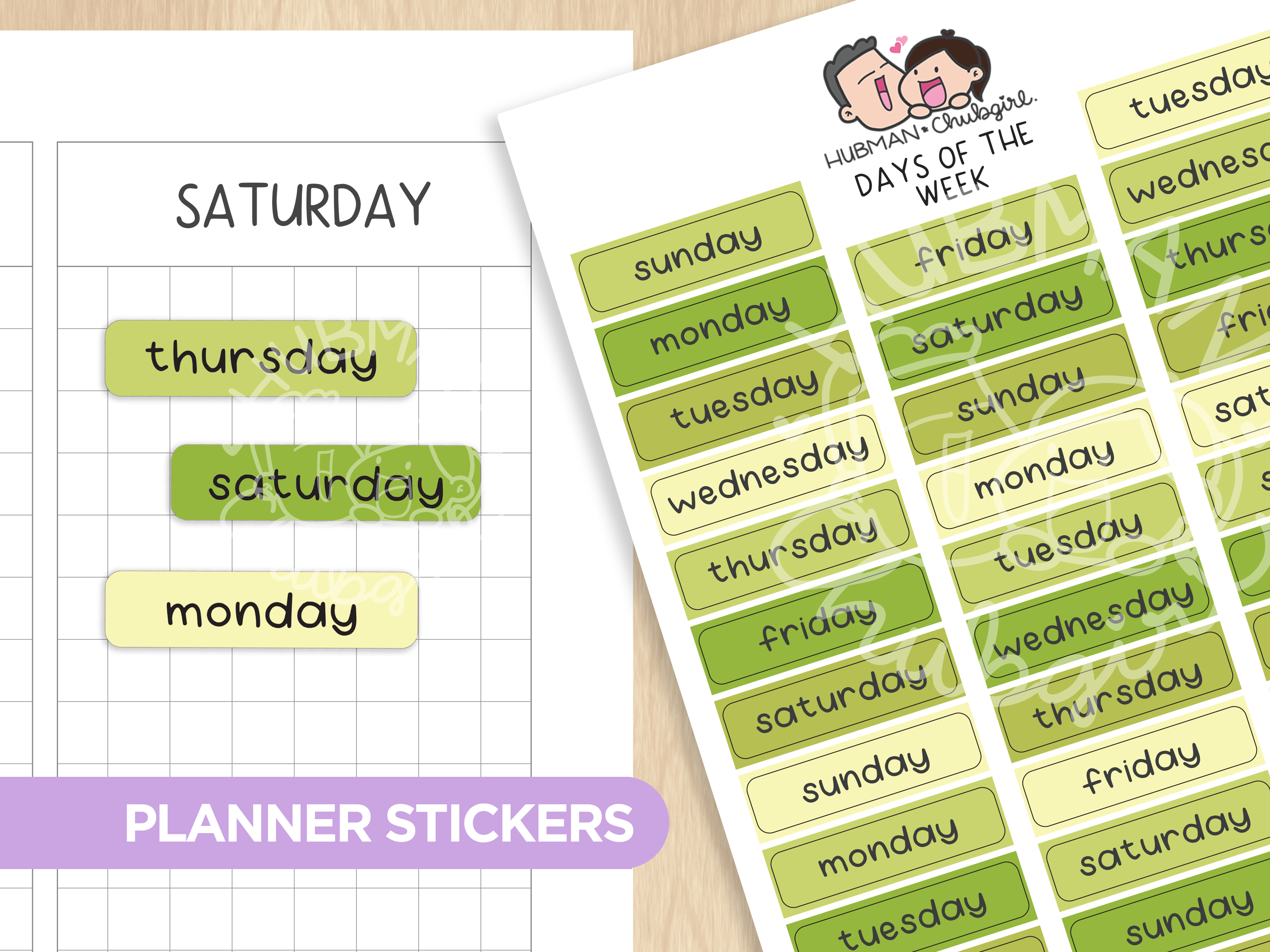 Days of the week - Turtley Awesome Planner Stickers