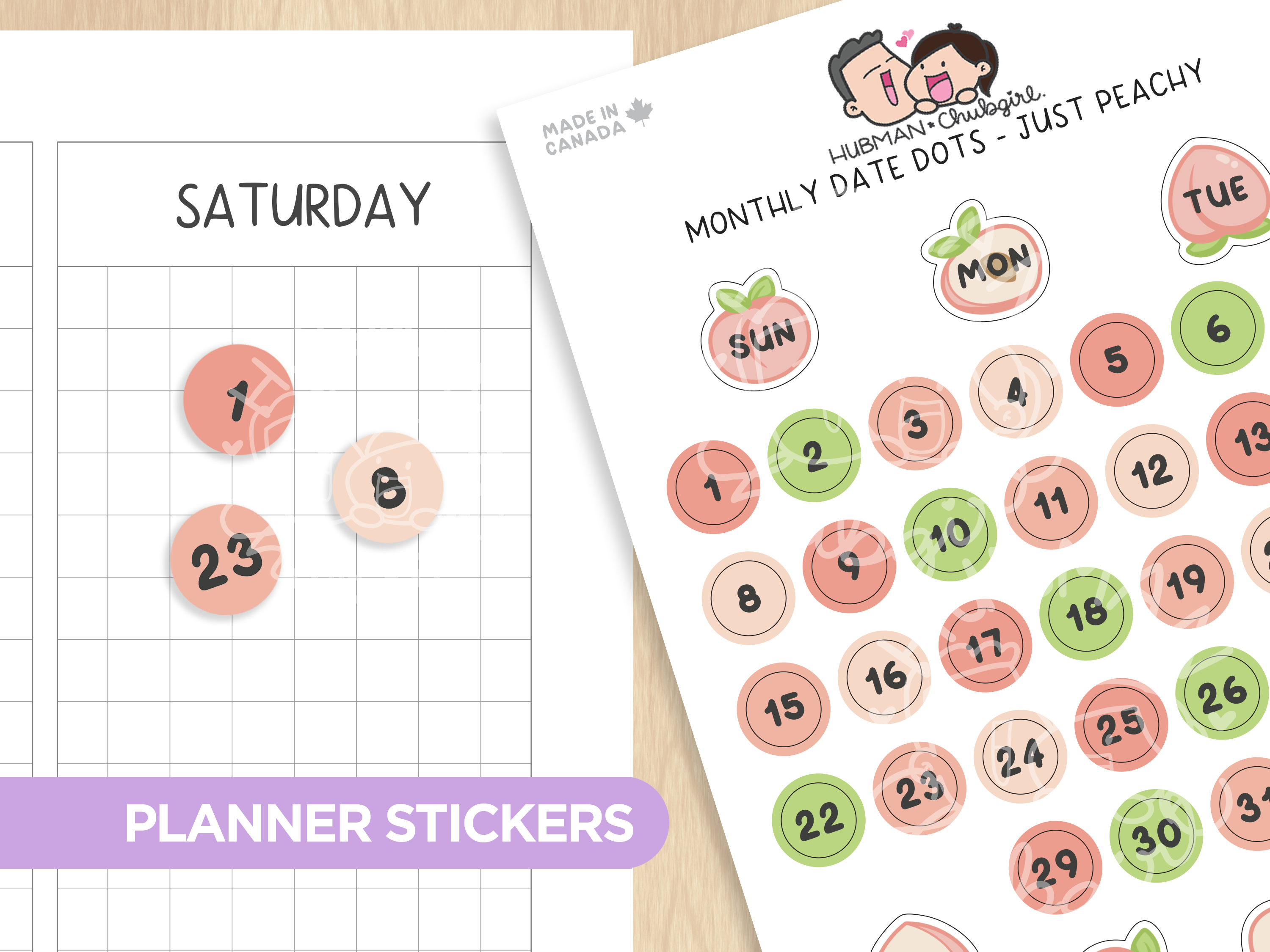 Monthly Date Dots - Just Peachy Planner Stickers