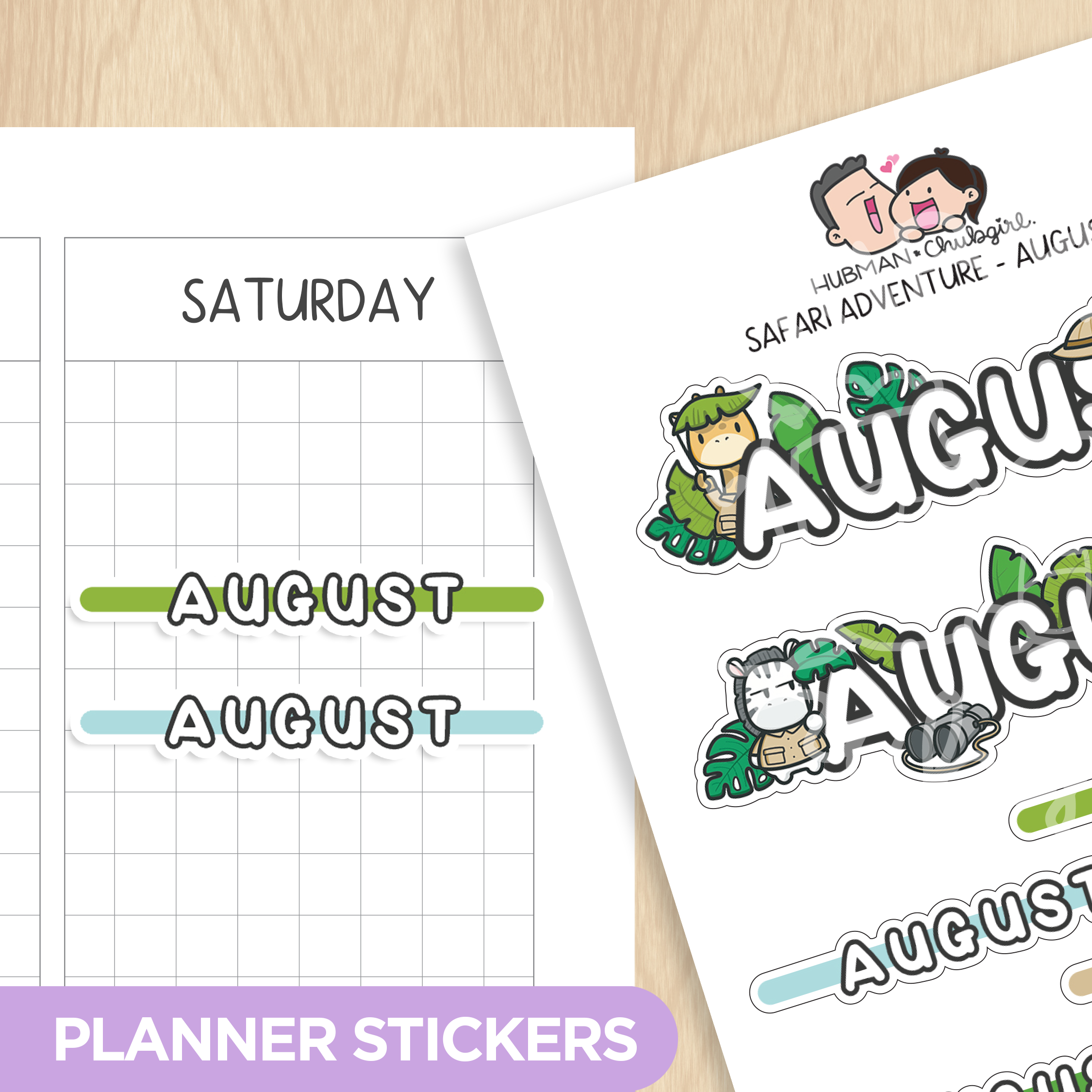 Safari Adventure Months Planner Stickers