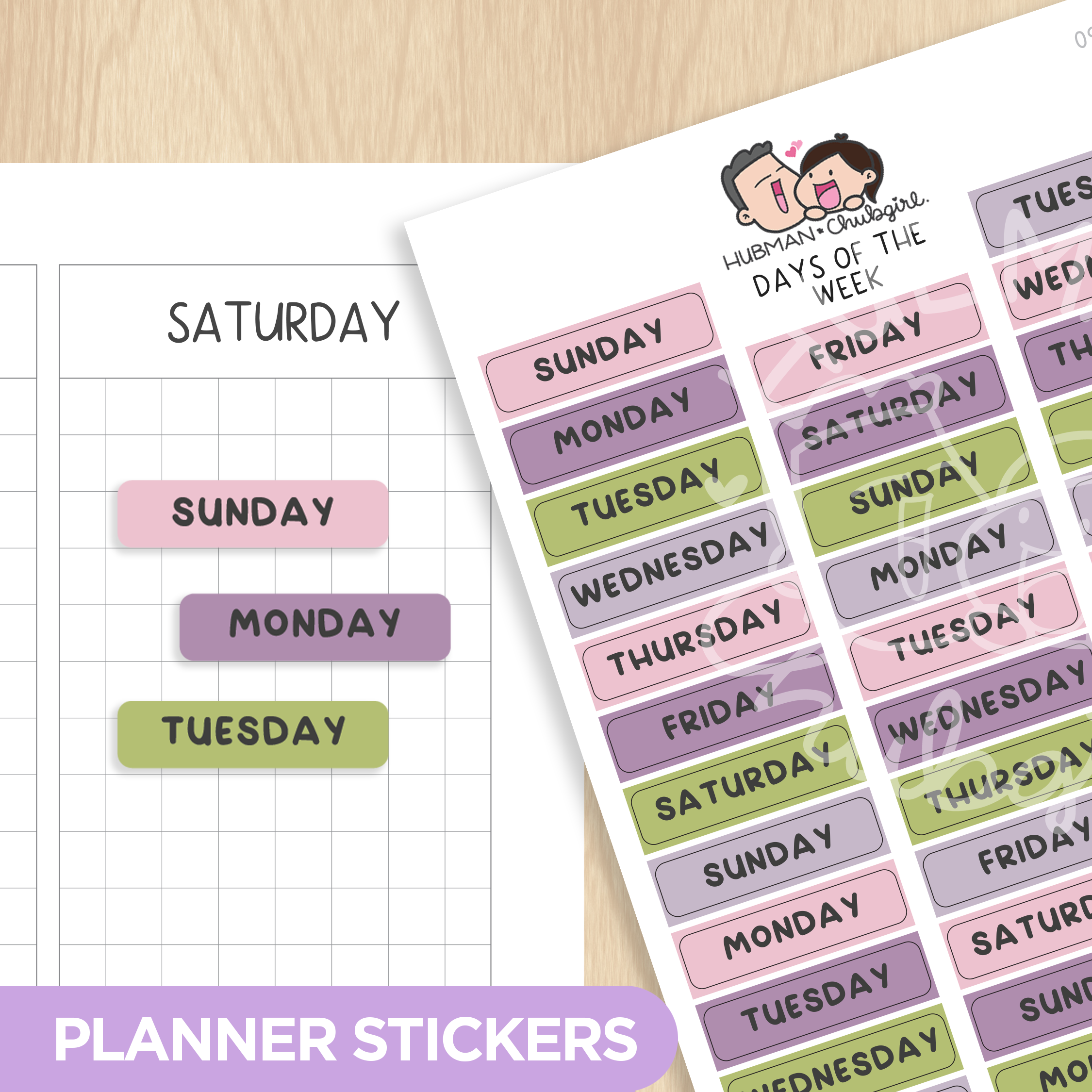 Days of the Week - Fairy Garden Planner Stickers