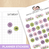 Monthly Date Dots - Fairy Garden Planner Stickers