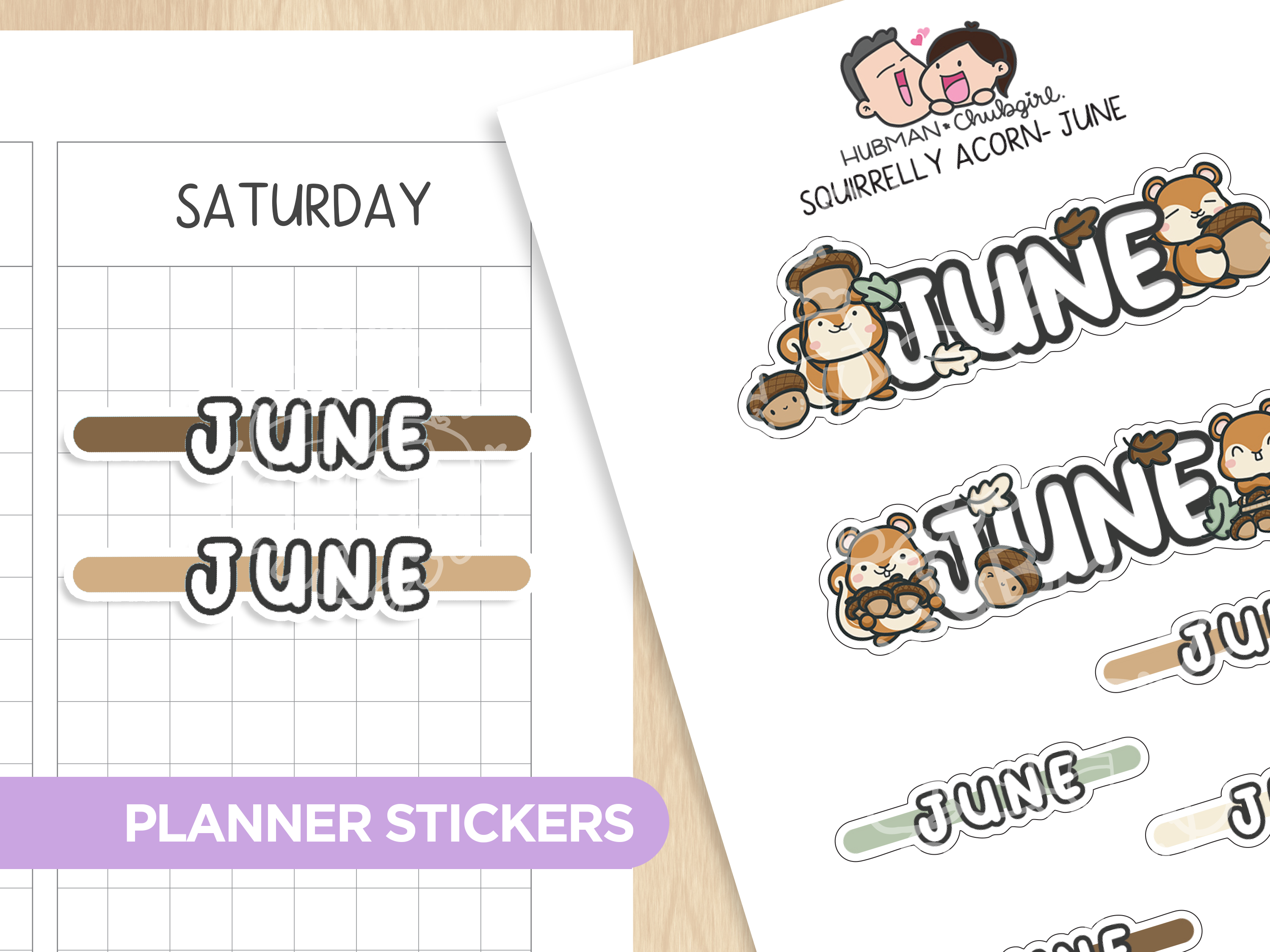 Squirrelly Acorn - Months Planner Stickers