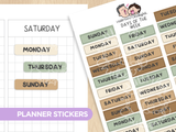 Days of the Week - Squirrelly Acorn Planner Stickers