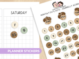 Monthly Date Dots - Squirrelly Acorn Planner Stickers