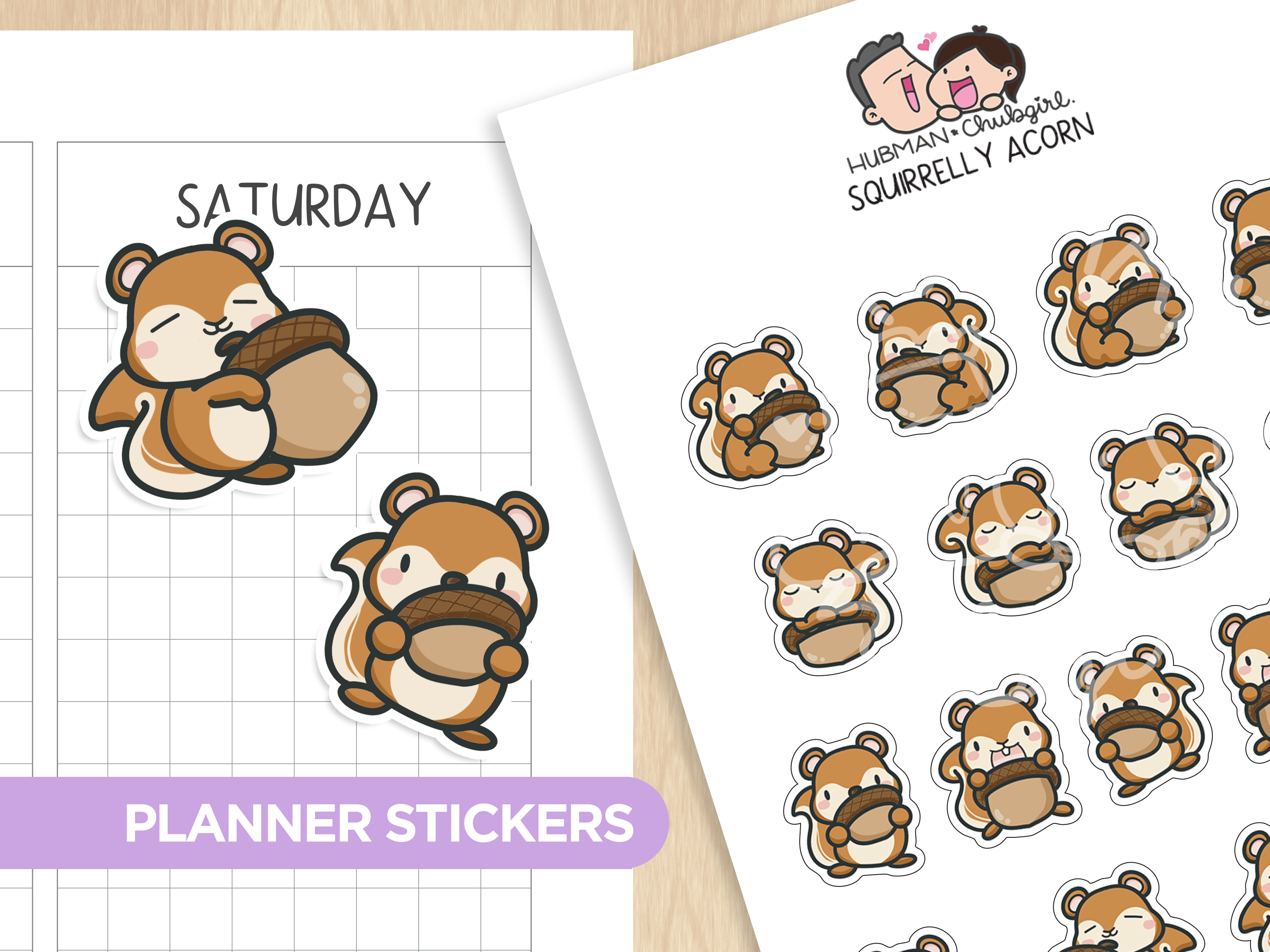 Squirrelly Acorn Planner Stickers