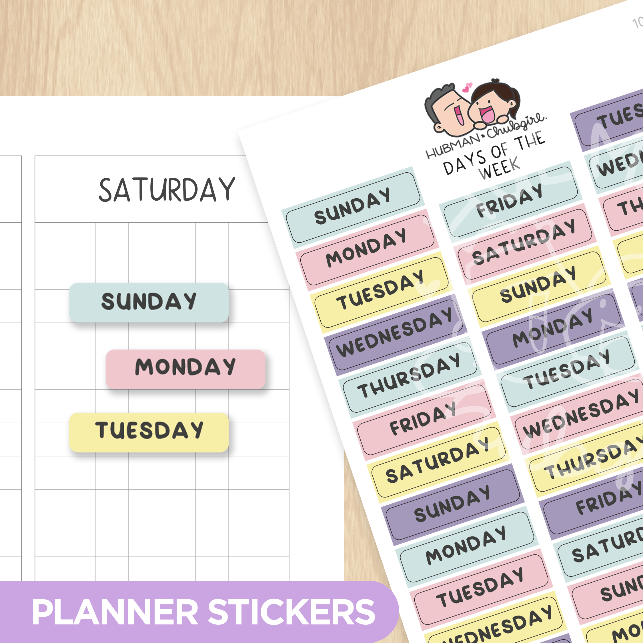Days of the Week - Slumber Party Planner Stickers