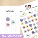 Monthly Date Dots - Slumber Party Planner Stickers