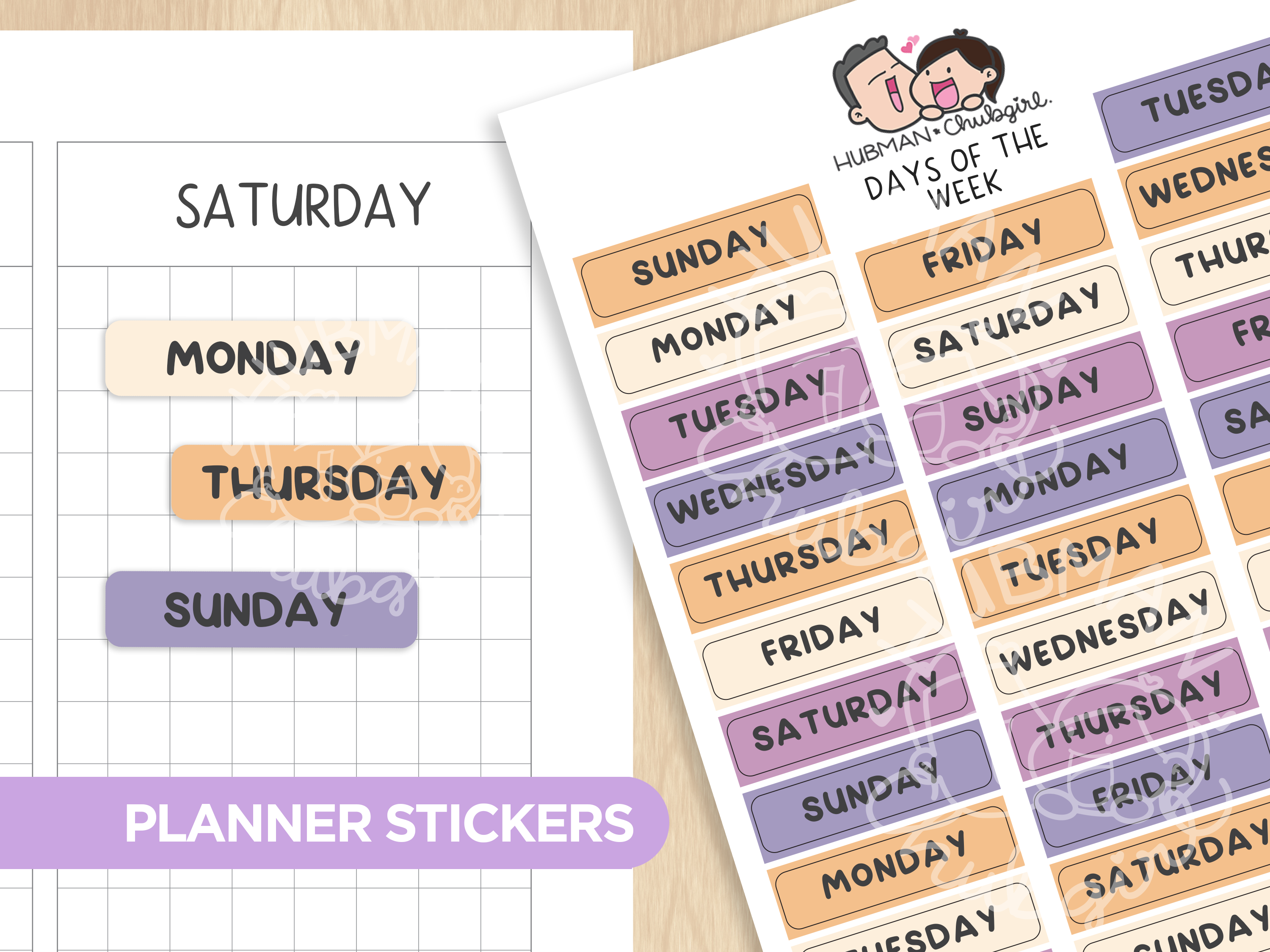 Days of the Week - Staying Cozy Planner Stickers