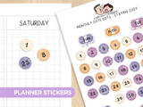 Monthly Date Dots - Staying Cozy Planner Stickers