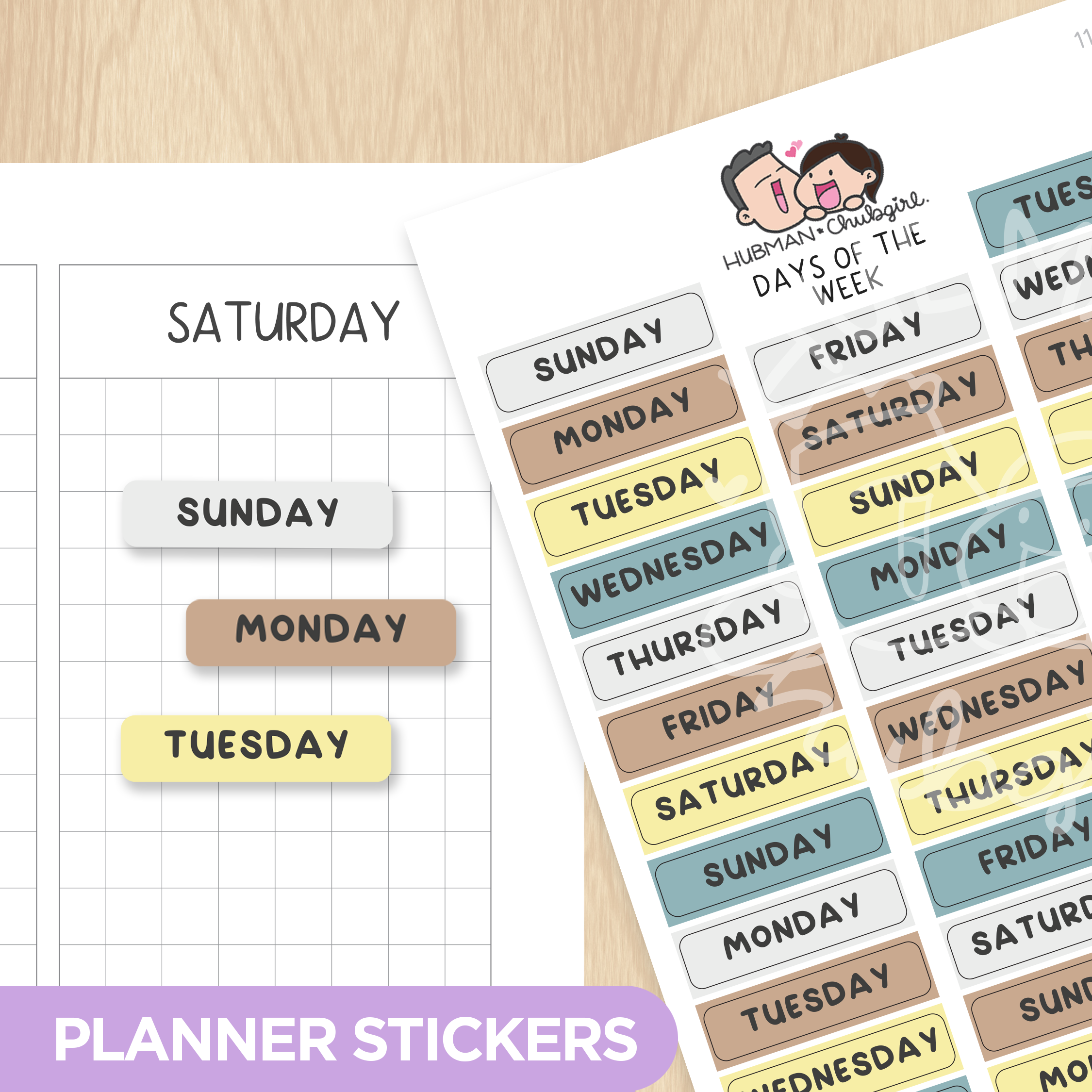 Days of the Week - Let's Cook Planner Stickers