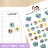 Monthly Date Dots - Let's Cook Planner Stickers