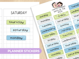 Days of the week - Winter Onesie Town Planner Stickers
