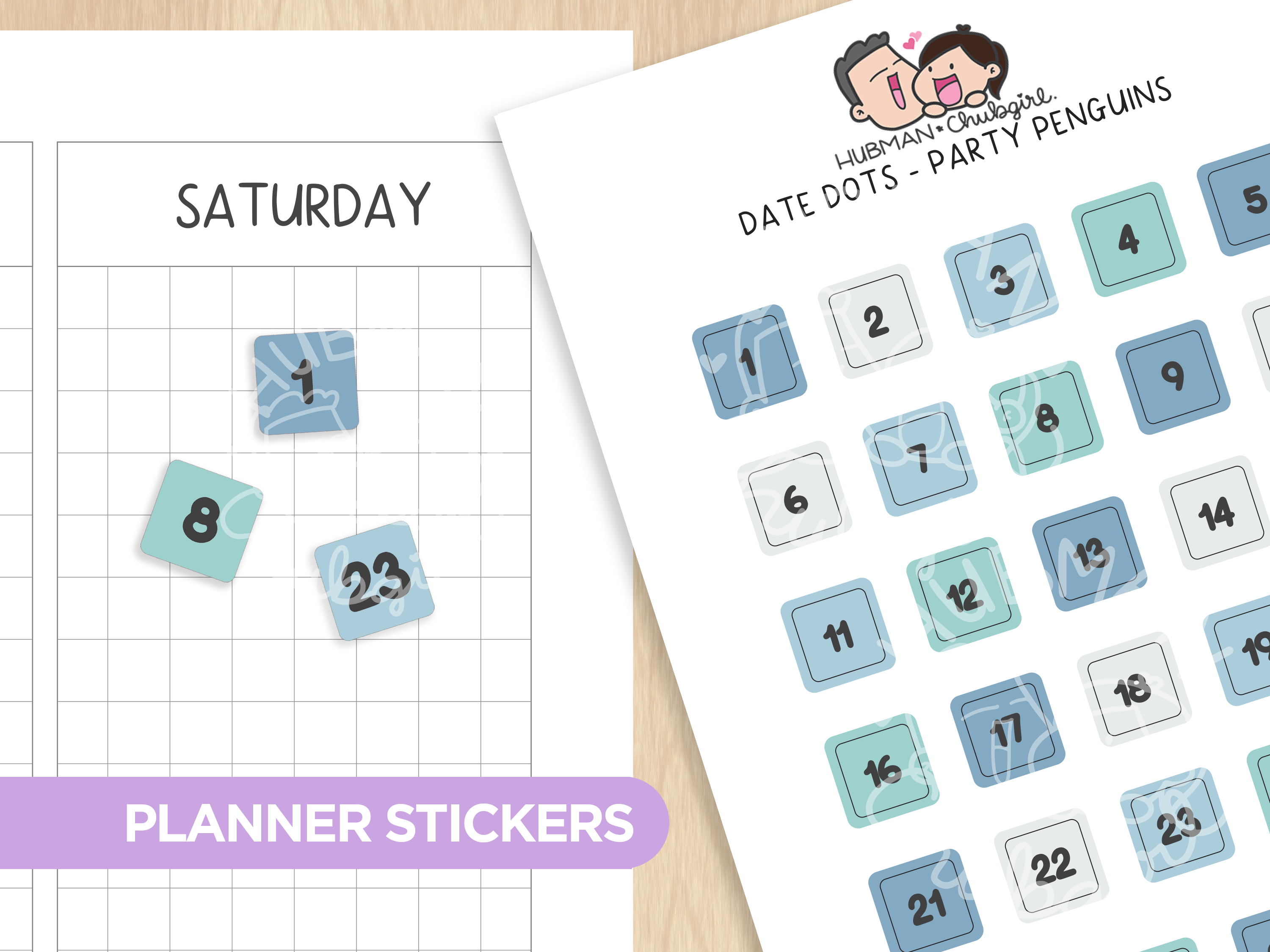 Date Dots - Party Penguins Planner Stickers