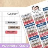 Days of the Week - Snail Mail Planner Stickers