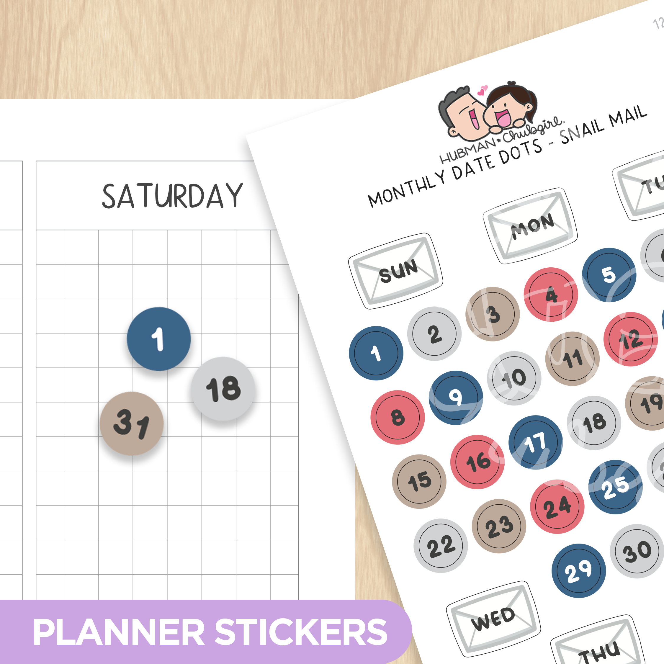 Monthly Date Dots - Snail Mail Planner Stickers