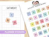 Date Dots - Rainbow Unicorns Planner Stickers