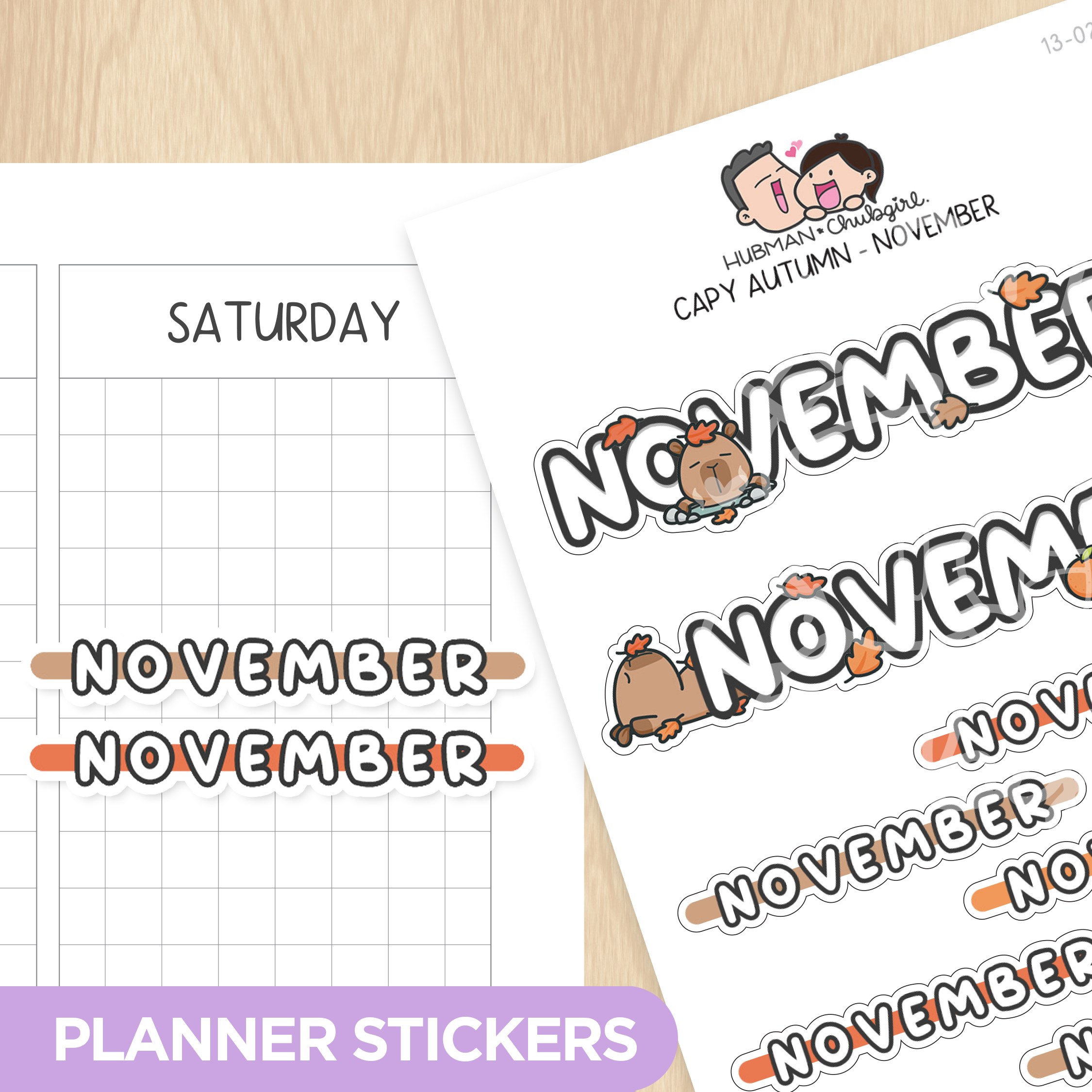 Capy Autumn - Months Planner Stickers