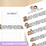Capy Autumn - Months 2 Planner Stickers