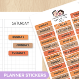 Days of the Week - Capy Autumn Planner Stickers