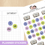 Monthly Date Dots - Froggy Sorcery Planner Stickers