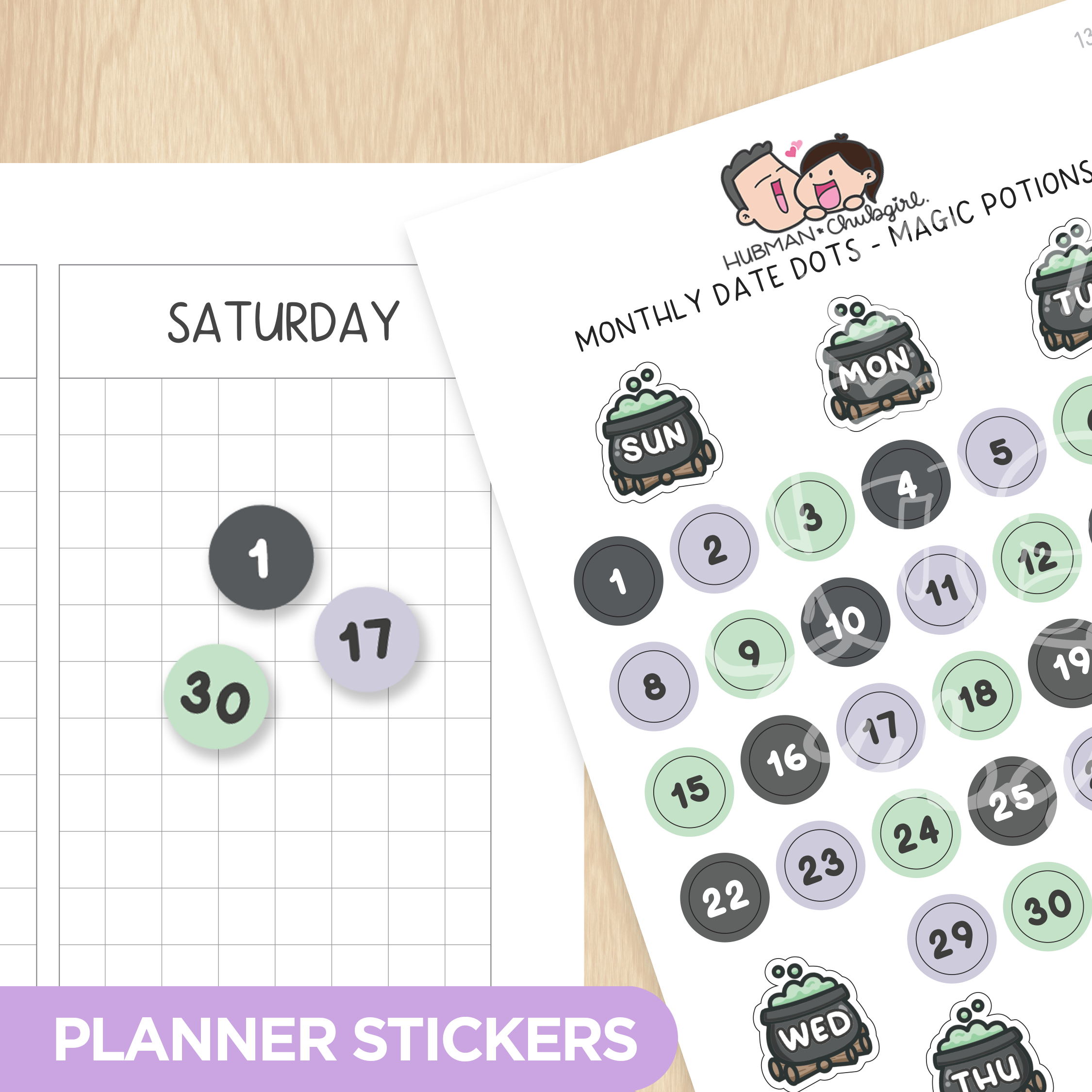 Monthly Date Dots - Magic Potions Planner Stickers