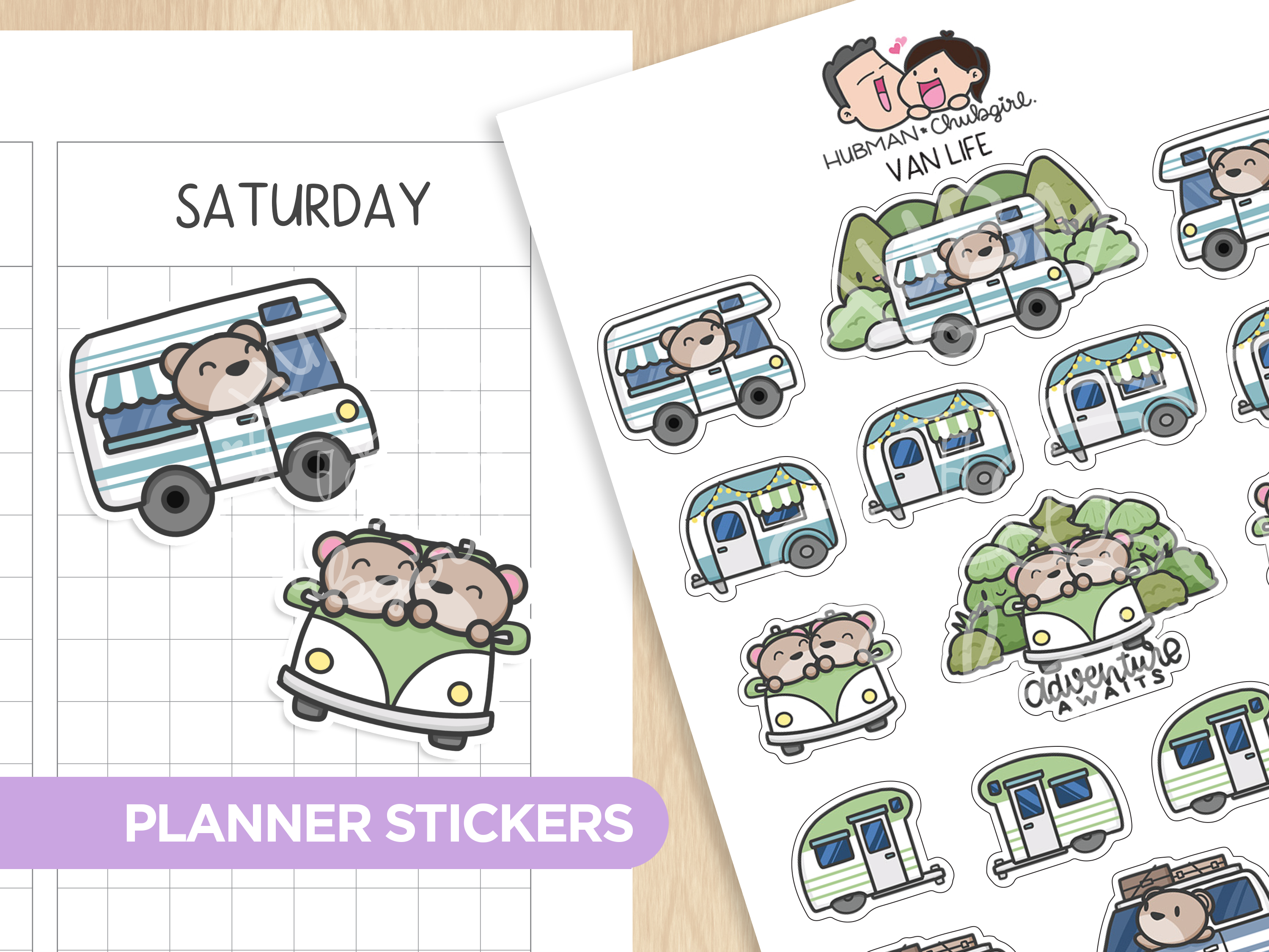 Happy Camping Sticker Set