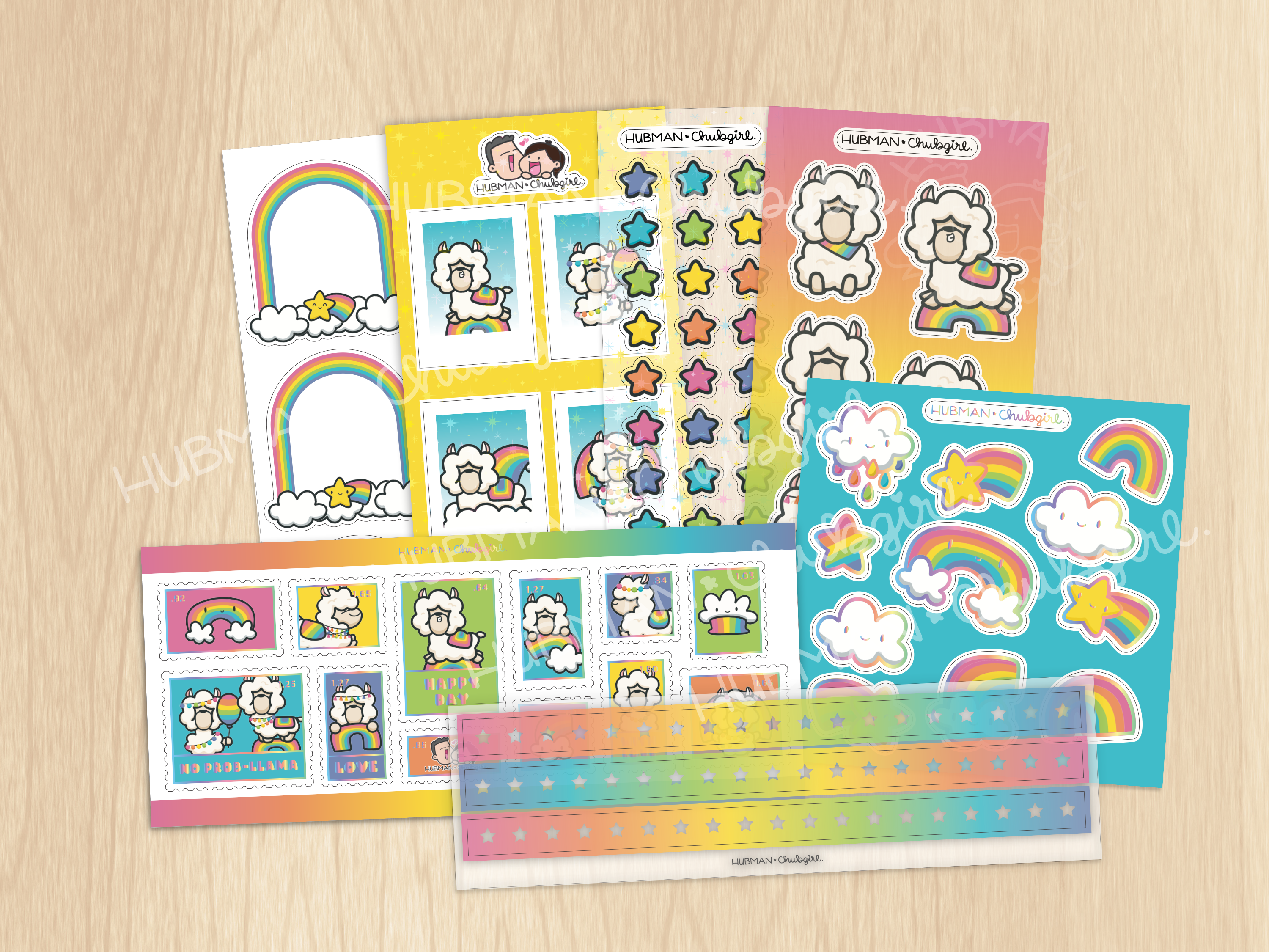 Rainbow Llamas Variety Sticker Pack