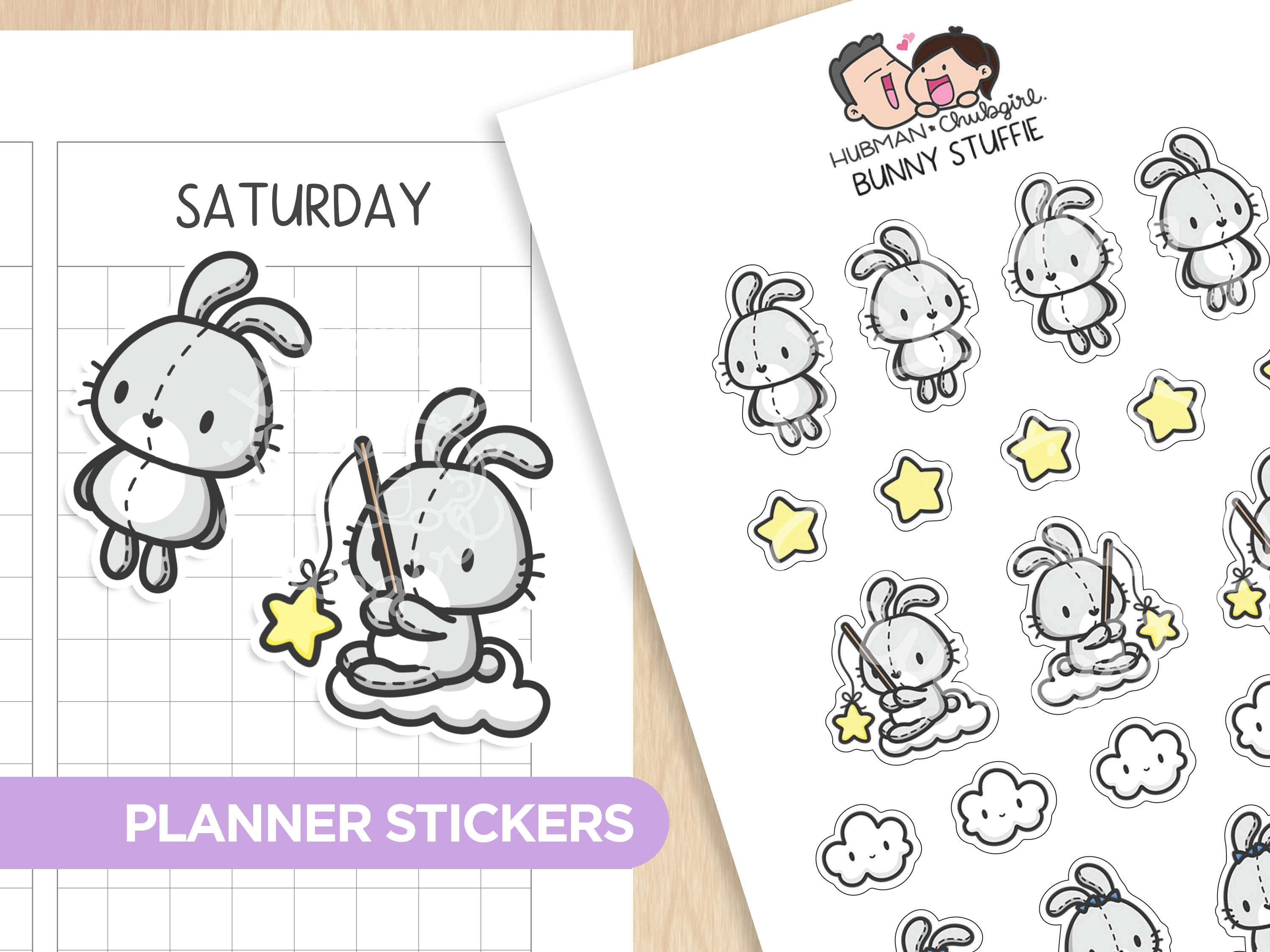 Bunny Stuffie Planner Stickers