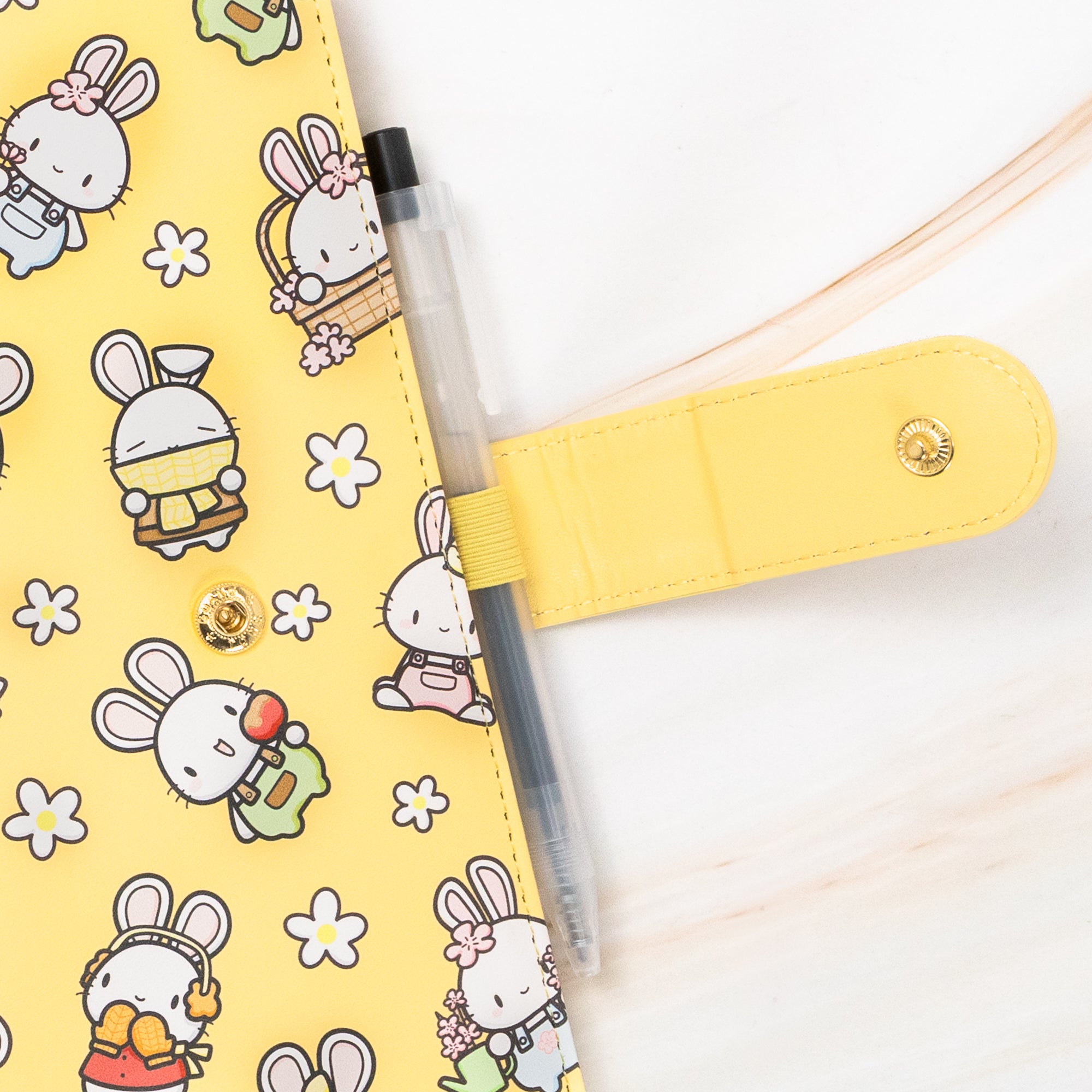 Vegan Leather Binder/Planner - Cute Bunnies