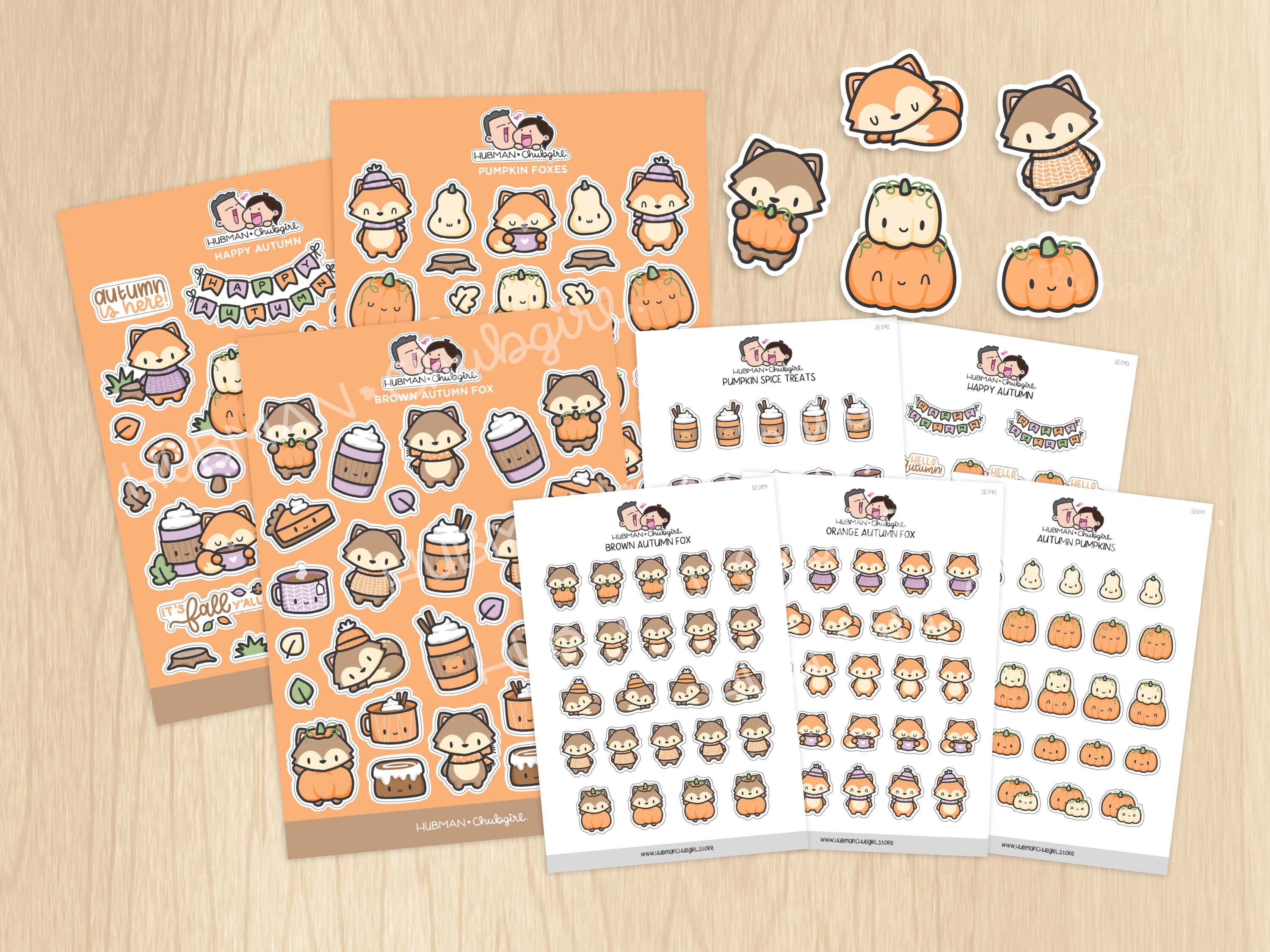 Autumn Foxes Sticker Set