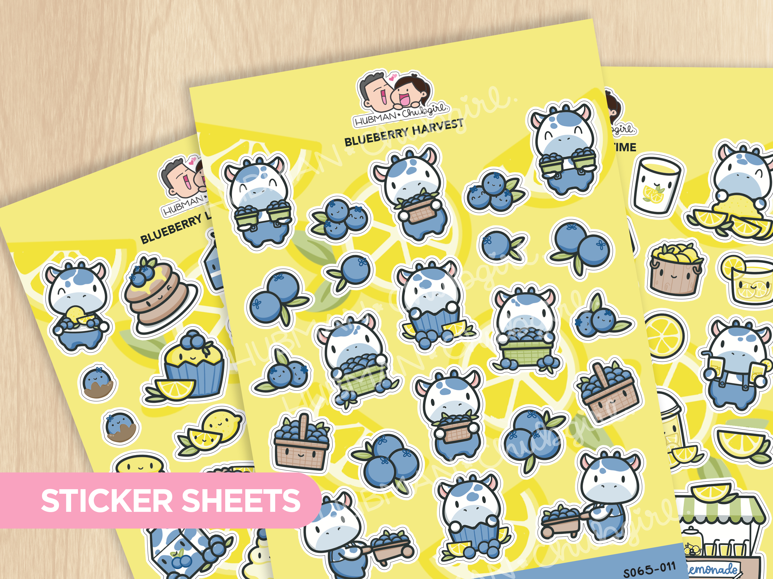 Blueberry Lemonade Sticker Sheets (Set of 3)