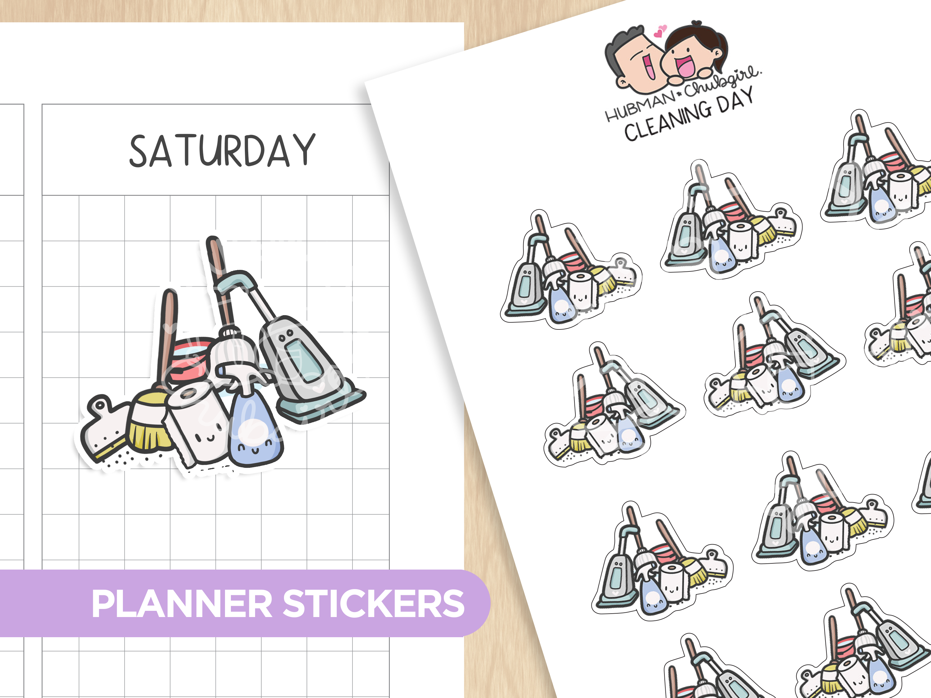 Cleaning Day Planner Stickers