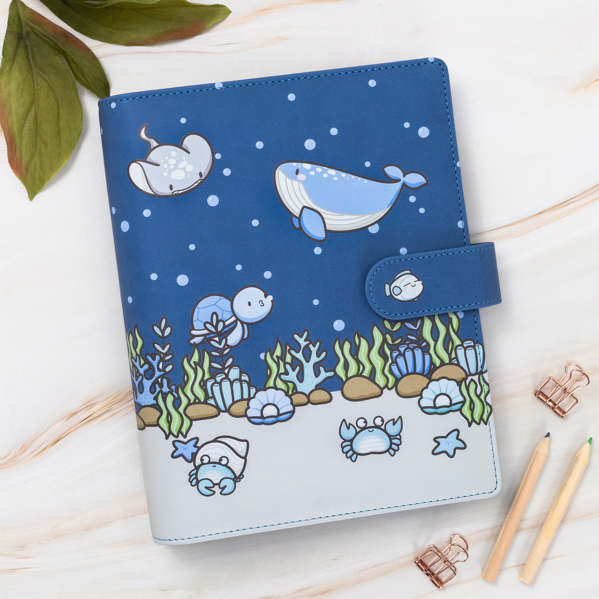 Vegan Leather Binder/Planner - Sea Friends